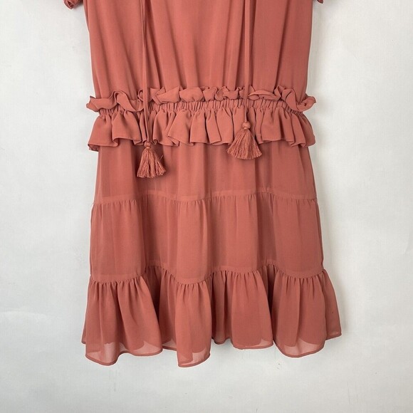 Tularosa size Small Colleen Short Sleeve Peach Ruffle tiered Dress prairie boho - Picture 4 of 9